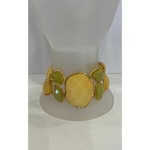 NEW KARINE SULTAN stone bracelet in green/ivory/gold